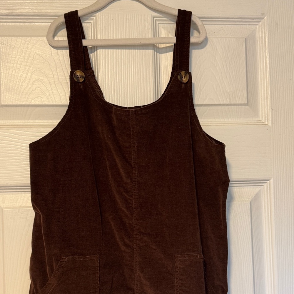 Brown Corduroy Overall Dress